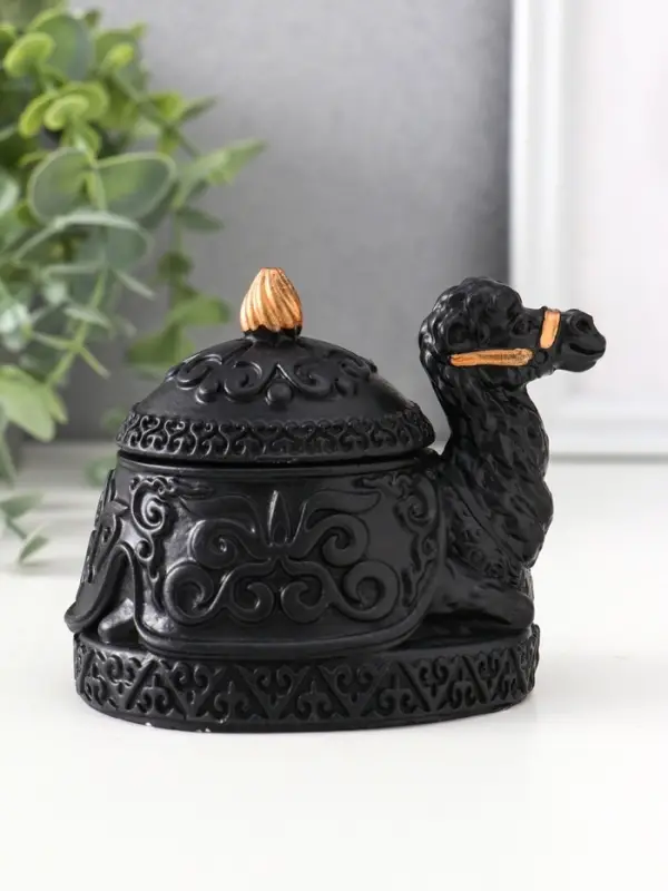 Шкатулка с крышкой «Верблюд», 8×10.5×7 см, чёрная