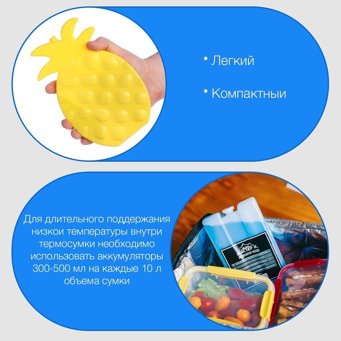 Аккумулятор холода гелевый  Аккумулятор холода гелевый "Мастер К. Ананас", набор 3 штуки по 250 мл, хладоэлемент для термосумок,