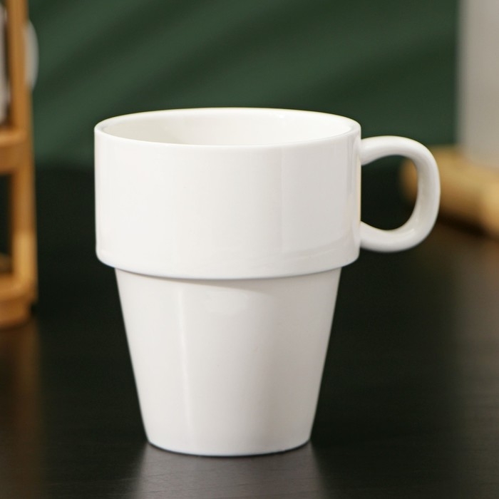 Набор фарфоровых кружек на деревянной подставке BellaTenero, 4 предмета: 200 мл, цвет белый Набор фарфоровых кружек на деревянной подставке BellaTenero, 4 предмета: 200 мл, цвет белый