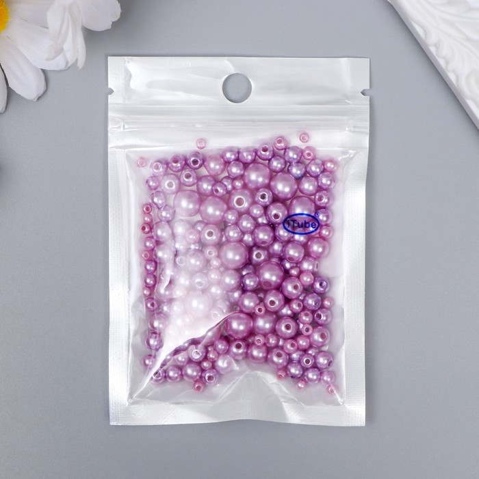 Бусины для творчества пластик Бусины для творчества пластик "Круглые. Лаванда" d=3-8 мм, набор 10 гр