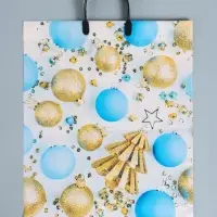 Пакет новогодний &laquo;Елочка с шарами&raquo;, полиэтиленовый с пластиковой ручкой, 38&times;45 см