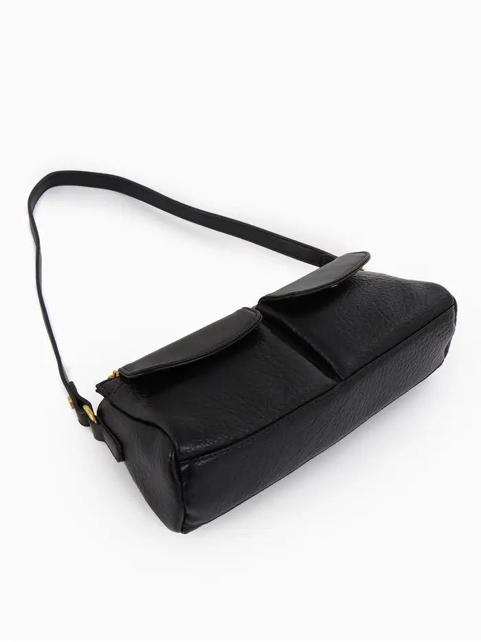 Сумка женская багет TEXTURA на молнии, 27&times;8&times;13 см, чёрная