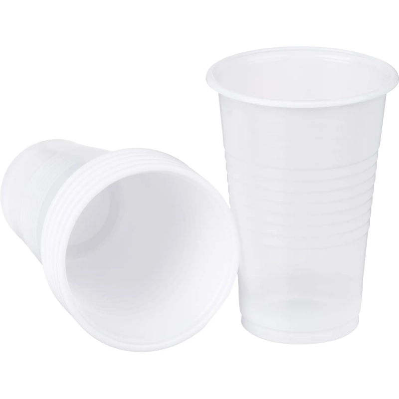 Стакан одноразовый 200мл белый, для хол/гор., бюджет, КОМУС ПП 100шт/уп