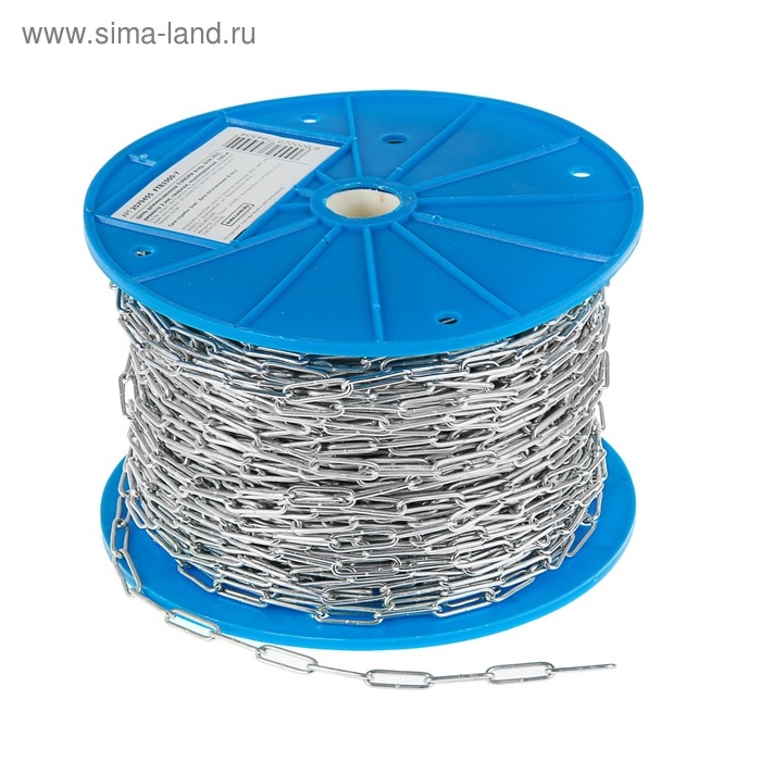 Цепь длиннозвенная ТУНДРА krep, DIN763, диаметр 2 мм, сварная, оцинкованная, 100 м Цепь длиннозвенная ТУНДРА krep, DIN763, диаметр 2 мм, сварная, оцинкованная, 100 м