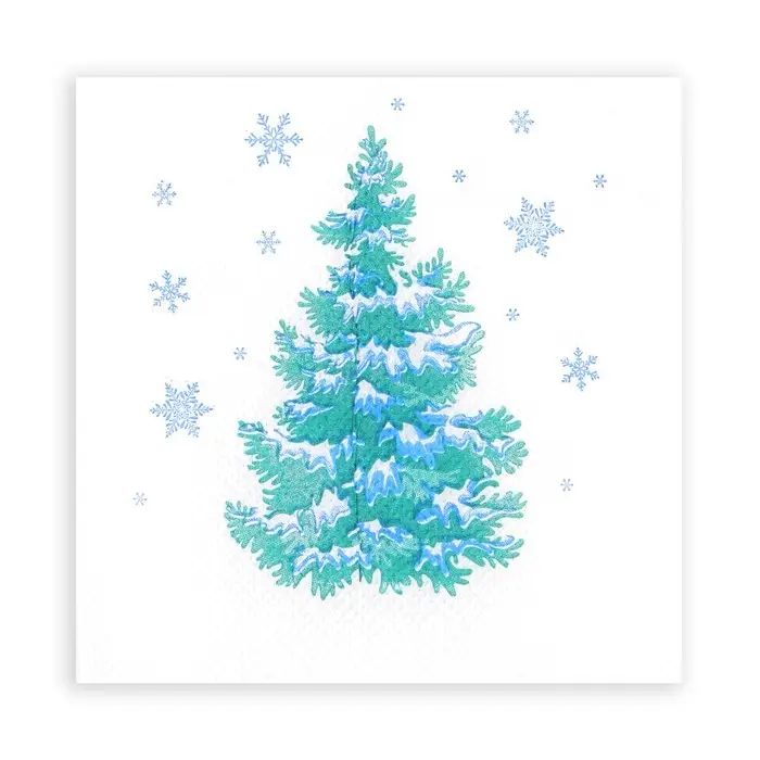 Салфетки новогодние бумажные «Лесная красавица», 1 слой, 24×24 см, 50 шт.