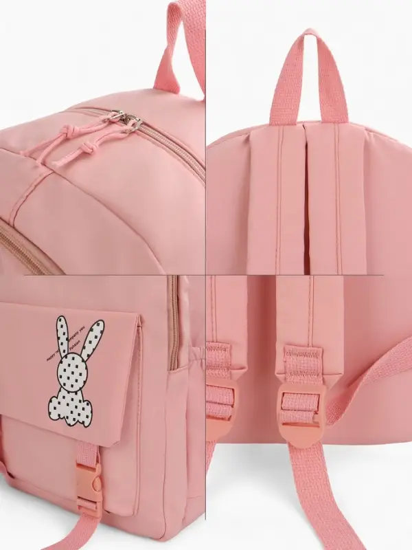 Рюкзак школьный на молнии, с карманами, с принтом, размер 30&times;13&times;44 см, розовый
