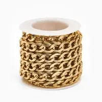 Цепочка с крупными звеньями без карабина на бобине, 13х8,5 мм, L=3м, цвет золото