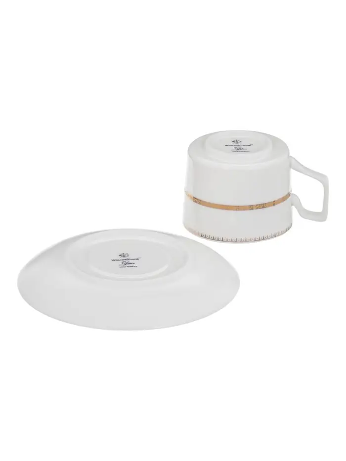 Чайный набор WY Grace, 12 предметов, кружка 250 мл 6 шт., блюдце d=15.5 см 6 шт., фарфор