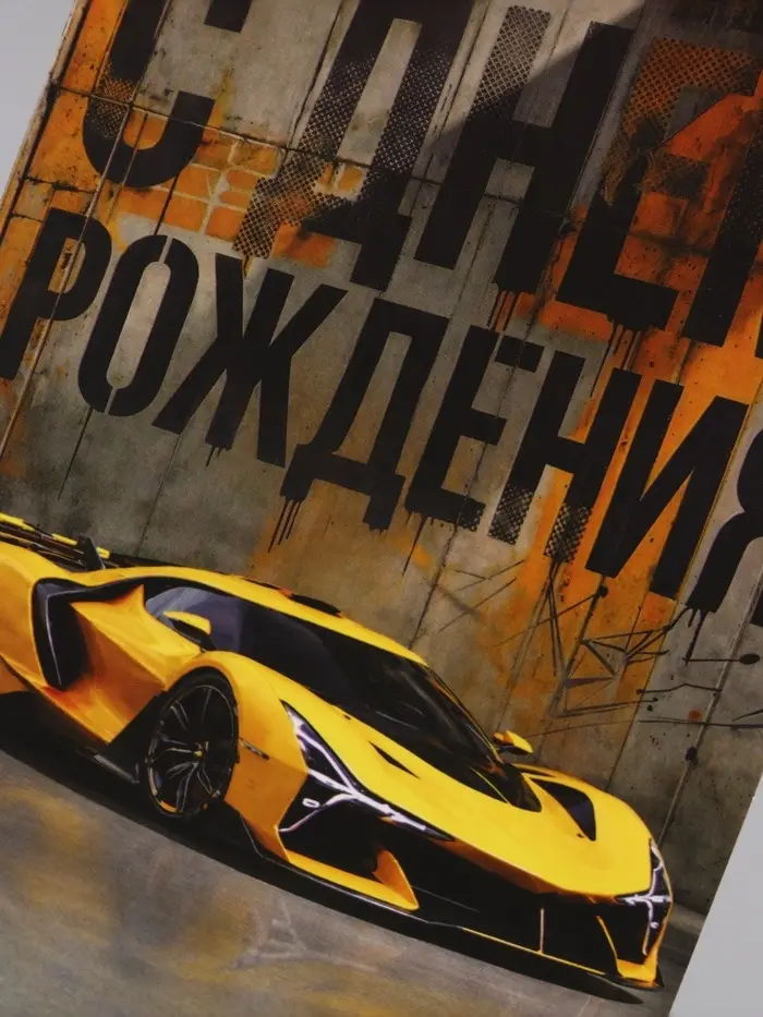 Открытка средняя с конвертом для денег &laquo;С Днём рождения!&raquo;, 12&times;18 см, автомобиль