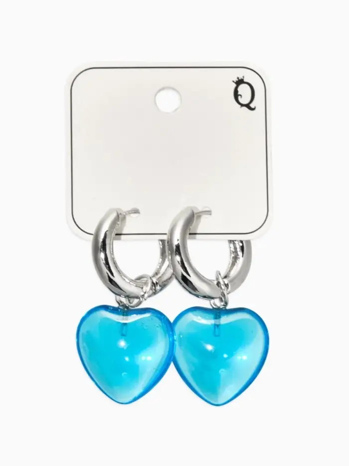 Серьги со съёмным элементом "Сердце", цвет голубой в серебре