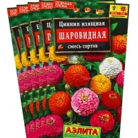 Набор семян Цинния Шаровидная, смесь окрасок, однолетник, 5 шт.
