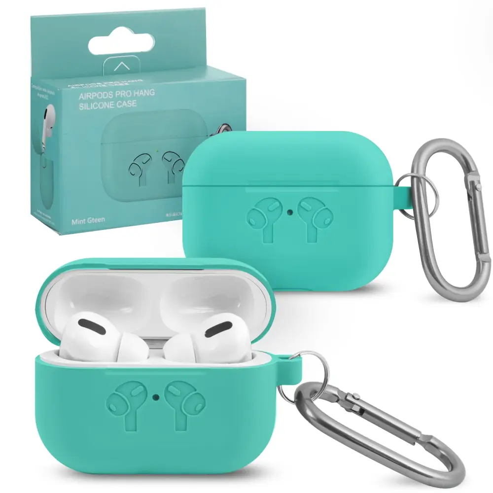 Чехол APods Pro Hang Silicon Сase с карабином   HF mint green