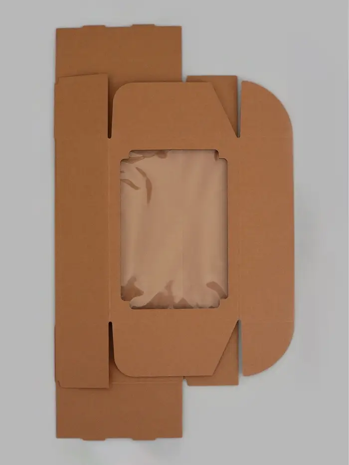 Коробка самосборная с окном, бурая, 31 х 22 х 9,5 см