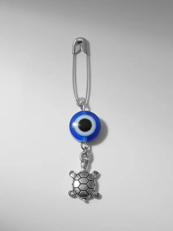 Булавка-оберег «На здоровье» черепаха, 2.2 см, синяя в серебре