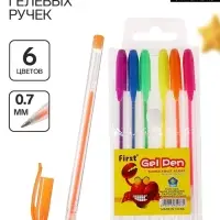 Набор гелевых ручек, 6 цветов, флуоресцентные, в блистере