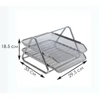 Лоток для бумаг горизонтальный, металлическая сетка, 2 отделения, серый