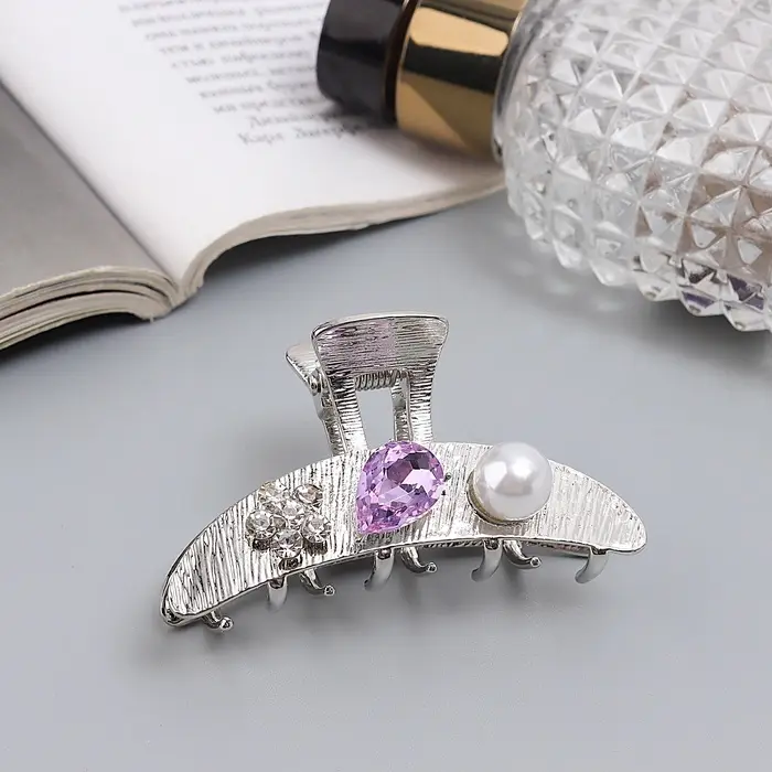 Крабик для волос &laquo;Либерти галант&raquo;, дуга, 6 см, серебристый