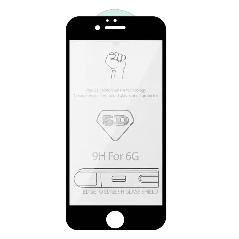 Защитное стекло для iPhone 6 5D 0.3mm без упаковки черное  (без возврата и обмена)
