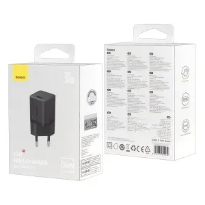 Переходник сетевого зарядного устройства на Type-C PD30W GAN5 CCGN070401 Baseus черный