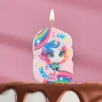 Свеча для торта «Радужная пони», розовая, 6.5 см Свеча для торта «Радужная пони», розовая, 6.5 см