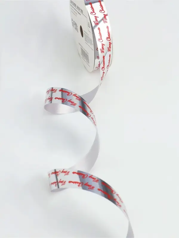 Лента для декора и подарков новогодняя, &laquo;С рождеством&raquo;, красная, 2 см &times; 50 м