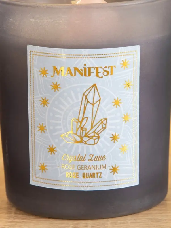 Свеча в стекле с камнем Manifest роза 200 гр соевый воск Свеча в стекле с камнем Manifest роза 200 гр соевый воск