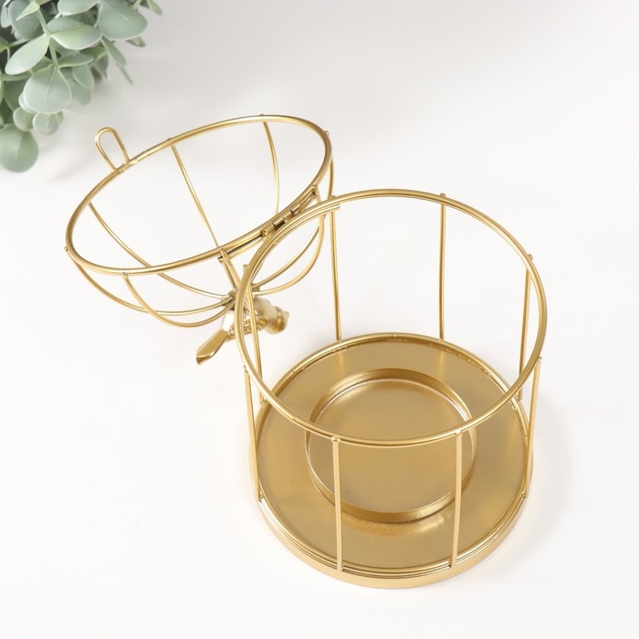 Подсвечник металл Подсвечник металл "Птичка на клетке" н-р 3 шт d=5;6;8 см золото 9,5х15,5; 12х21; 15,5х25 см 101825