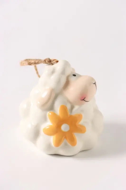 Колокольчик на ёлку &laquo;Барашек с ромашкой&raquo;, 6.8 см, керамика