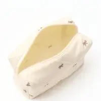 Косметичка с бантиками на молнии, 19&times;8&times;10 см, бежевая