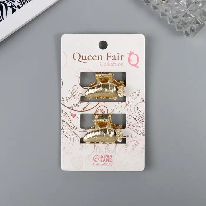 Крабики для волос QF &laquo;Авиталь&raquo;, набор 2 шт., морковка, 2.5 см, золотистый