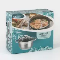 Кастрюля Катунь &laquo;Диана&raquo;, 3.5 л, d=20 см, со стеклянной крышкой, капсульное дно, индукция, нержавеющая сталь, AISI - 201, хромированная