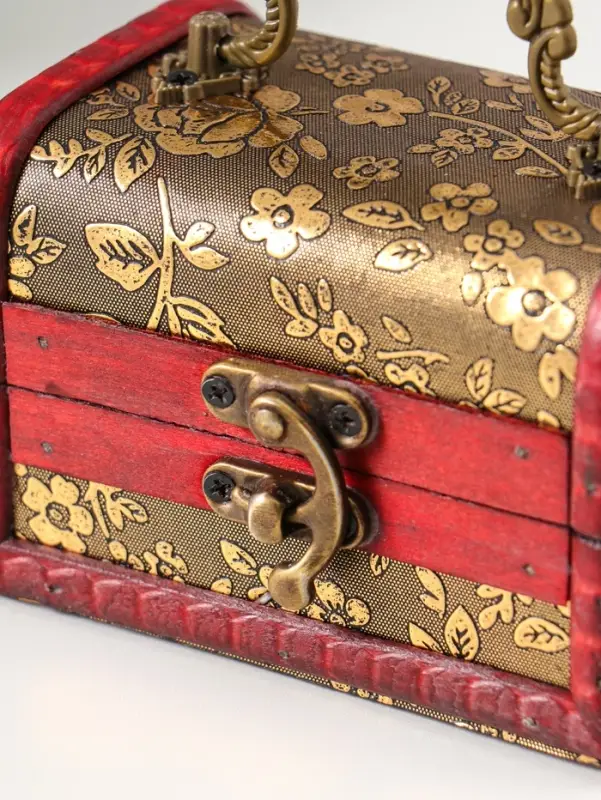 Шкатулка для украшений &laquo;Сундук с ручкой. Незабудки&raquo;, дерево, 7.3&times;9.5&times;7.5 см