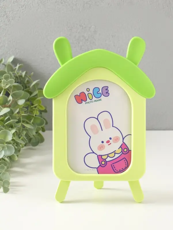 Фоторамка пластик 10х15 см "Домик с ушками зайки" зелёный 2х16,7х26 см