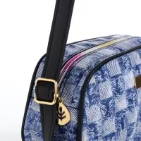 Сумка женская кросс-боди на молнии, 20.5&times;6.5&times;11.5 см, в клетку, синяя