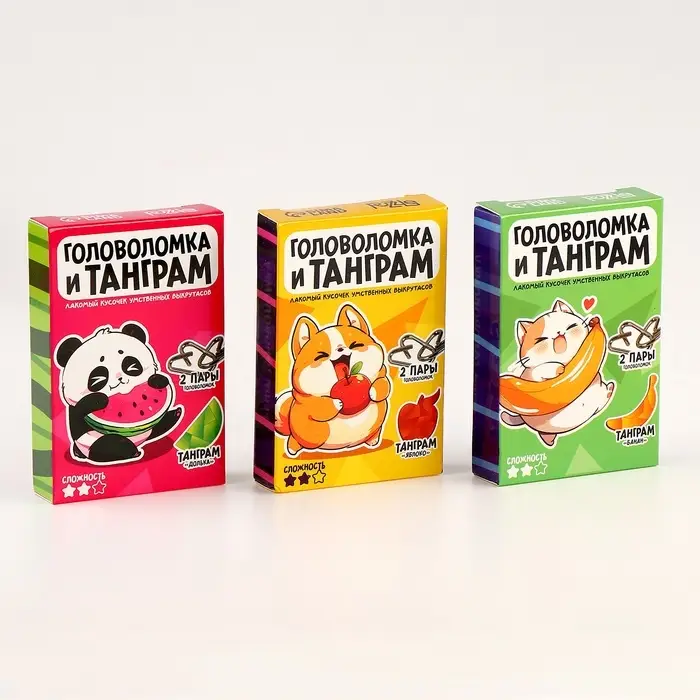 Металлическая головоломка &laquo;Рецепт для мозга&raquo;, с танграмом, МИКС