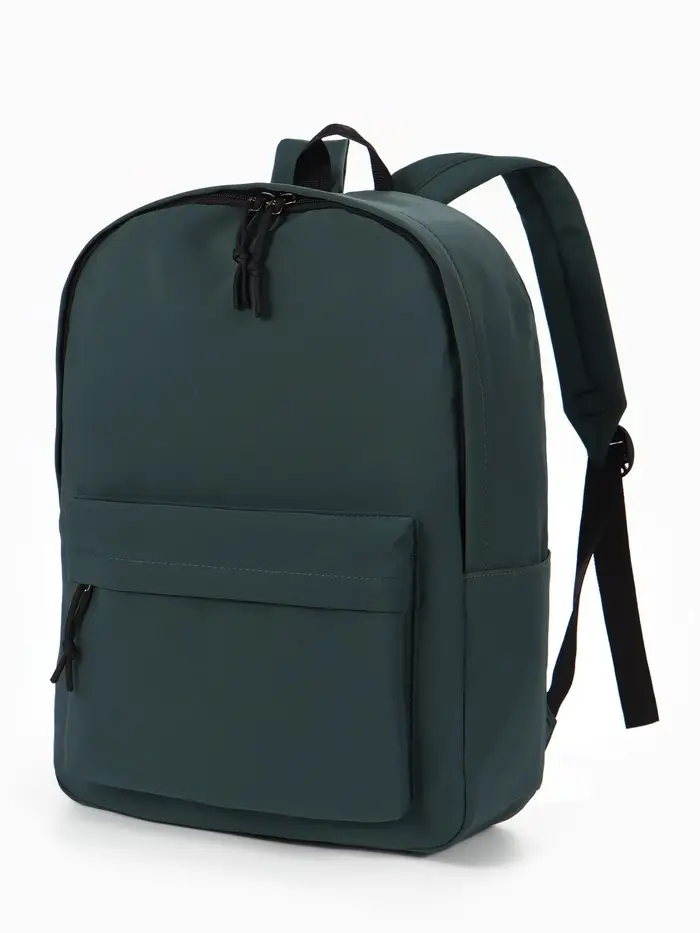 Рюкзак 30*12*40 см, 1 отд, 4 н/карм, Однотон, т.зеленый