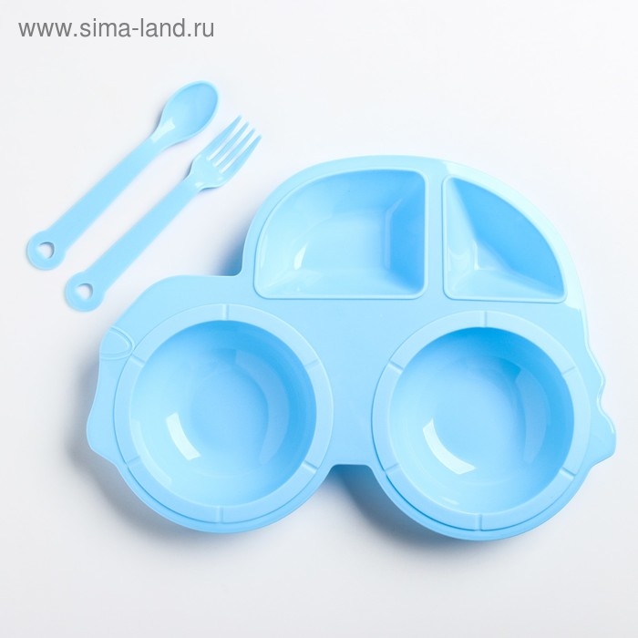 Тарелка Крошка Я в наборе вилка, ложка, цвет МИКС Тарелка Крошка Я в наборе вилка, ложка, цвет МИКС
