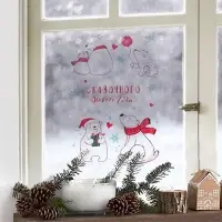 Наклейки на окна многоразовые &laquo;Новогодние мишки&raquo;, 20&times;34 см