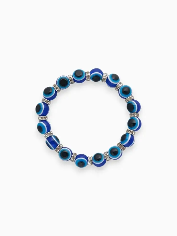 Браслет-оберег &laquo;Детский&raquo;, глазки, синий в серебре, d=3 см