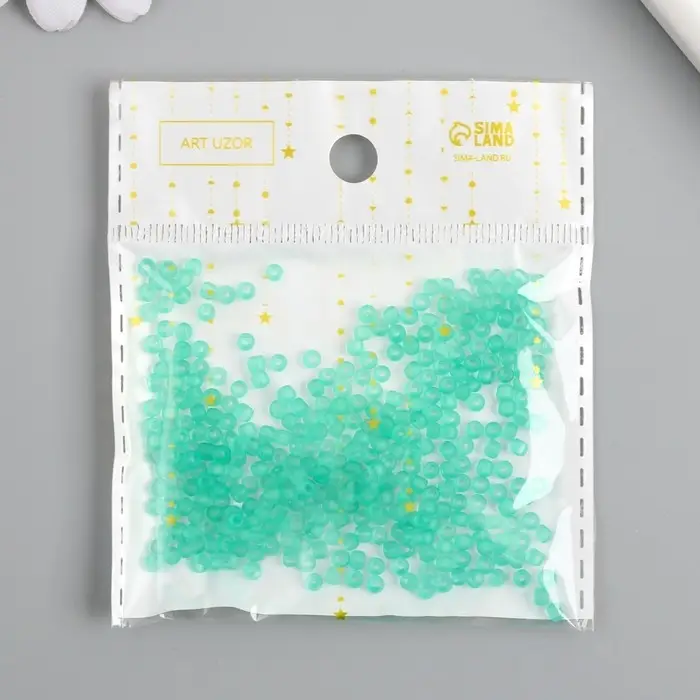 Бисер стекло 8/0  Бисер стекло 8/0 "Матовый полупрозрачный. Изумрудная слеза" 10 гр