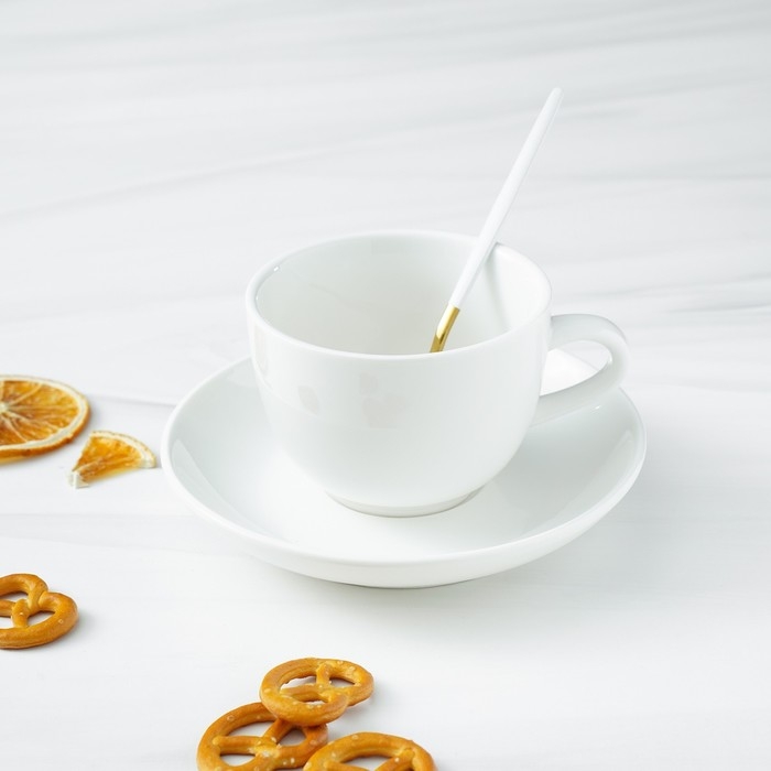 Ложка чайная из нержавеющей стали Magistro «Блинк», 15,5×2,8 см, белая ручка, на подвесе, цвет золотой Ложка чайная из нержавеющей стали Magistro «Блинк», 15,5×2,8 см, белая ручка, на подвесе, цвет золотой