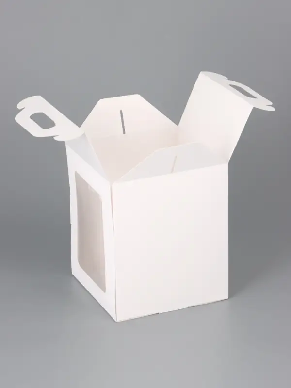 Коробка подарочная пасхальная с окном, белая, 15×15×18 см