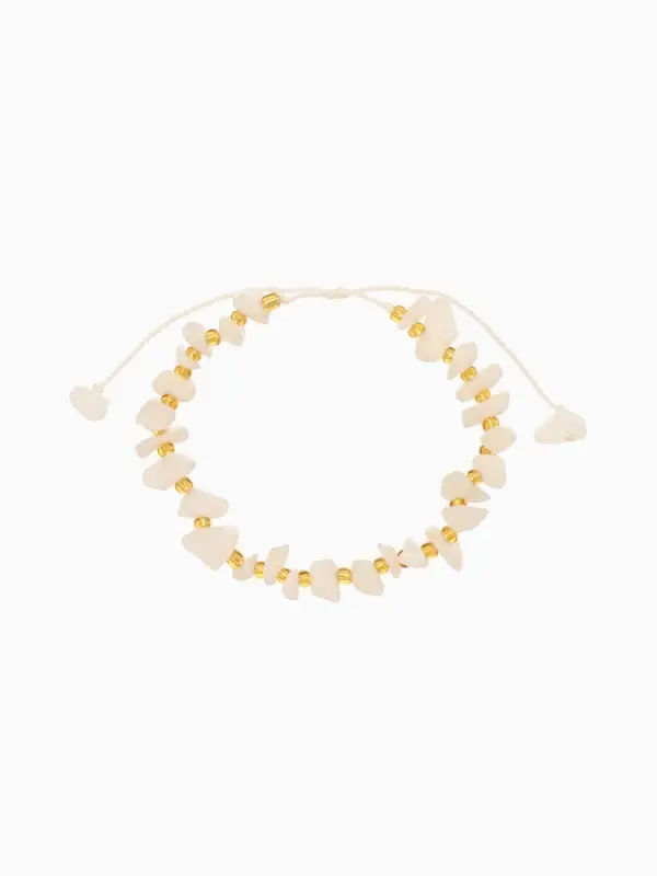 Браслет, длина 16 см, цв. белый, золотой