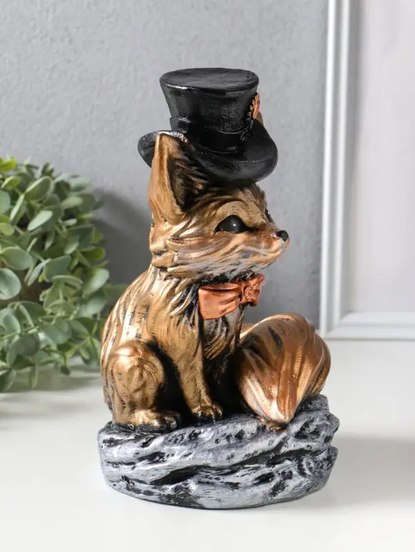 Копилка для денег &laquo;Лиса в шляпе&raquo;, гипс, 24&times;15 см, под бронзу с серебром