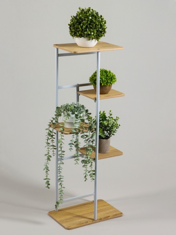 Подставка для цветов Greengo, 5 полок, 36 × 23 × 94 см, напольная, каркас металл, полки МДФ, белая Подставка для цветов Greengo, 5 полок, 36 × 23 × 94 см, напольная, каркас металл, полки МДФ, белая