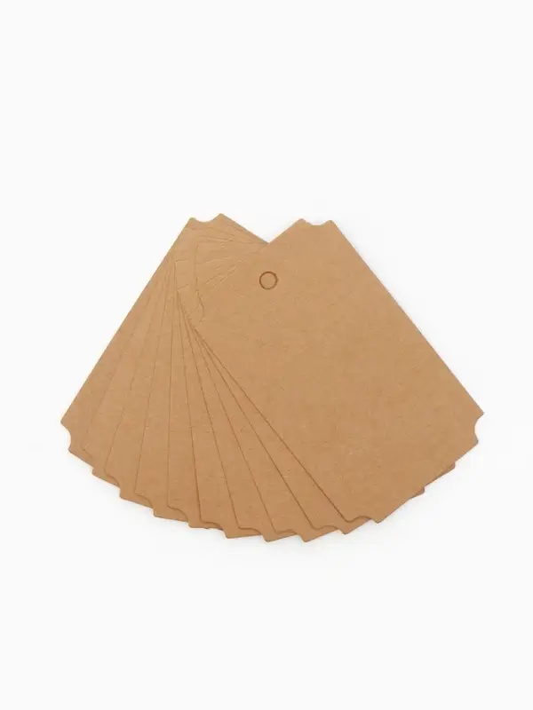 Ценник-бирка набор 10 шт., на верёвке, 9×5,5 см, цвет бежевый