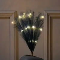 Ветка светодиодная лазурная, 56 см, 15 LED, от батареек AAх2, свечение тёплое белое