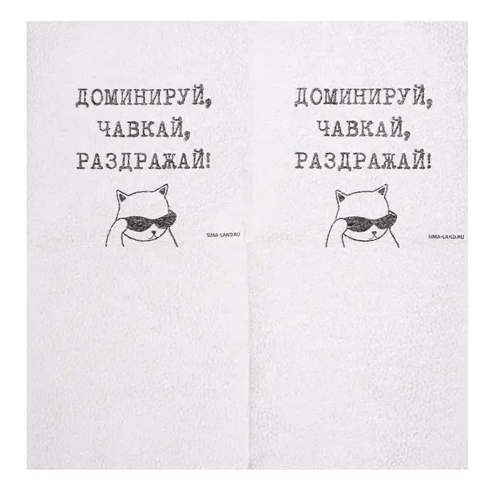Салфетки бумажные однослойные &laquo;Доминируй, чавкай, раздражай&raquo;, 24&times;24 см, набор 20 шт.