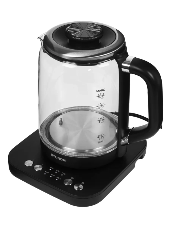 Чайник HYK-G5506 черный-серебристый, 1.7л, мощность 2200Вт