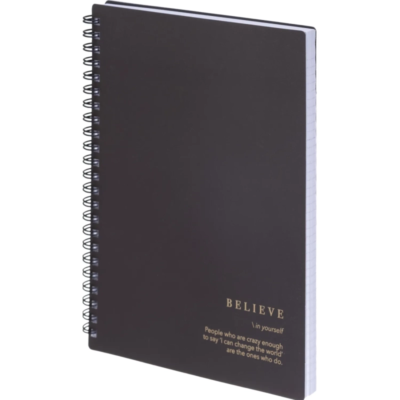Бизнес-тетрадь, BS, А5, 120л., клетка, спираль. Believe, черный N4200